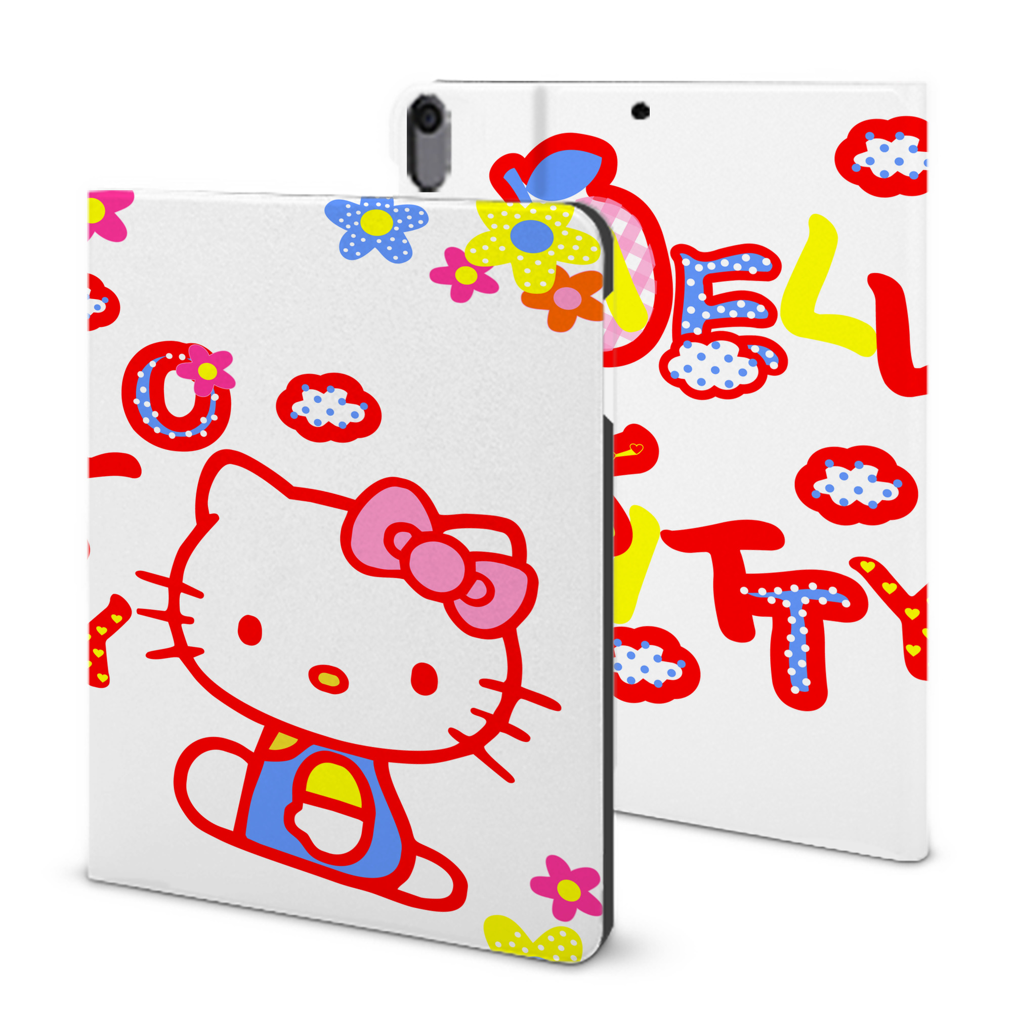 （画像用） Hello Kitty ハローキティ IPad ケース ブック型 PUレザー TPU 耐衝撃 軽量 薄型 ペン収納なし 全面保護 IPad 各モデル対応